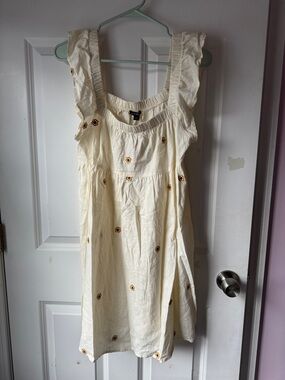 wild fable Cream Sundress with Brown Floral Accents